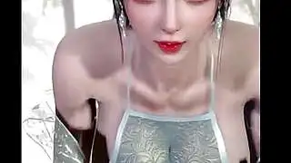 3D KI HQ Brünette Asiatin Große Brüste Feste Brüste Harte, erigierte Brustwarzen Cowgirl-Reit-POV-Sex mit Ton